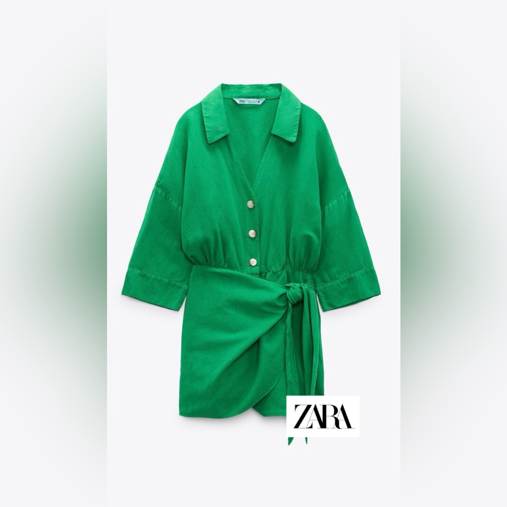 ZARA New KNOTTED LINEN BLEND JUMPSUIT